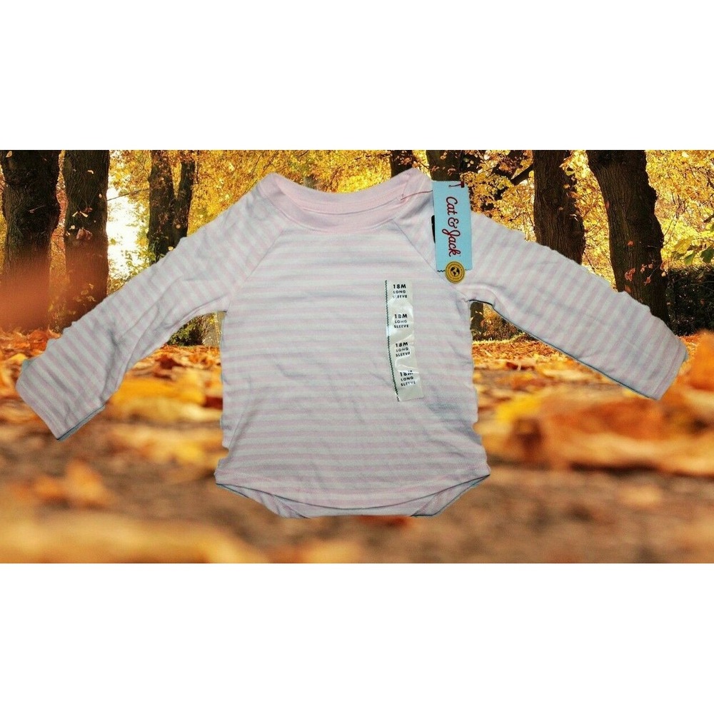 Toddler Girls' pink and white Striped Long Sleeve T-Shirt - Cat & Jack 18 month